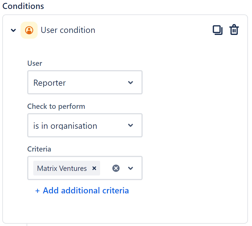 User condition settings