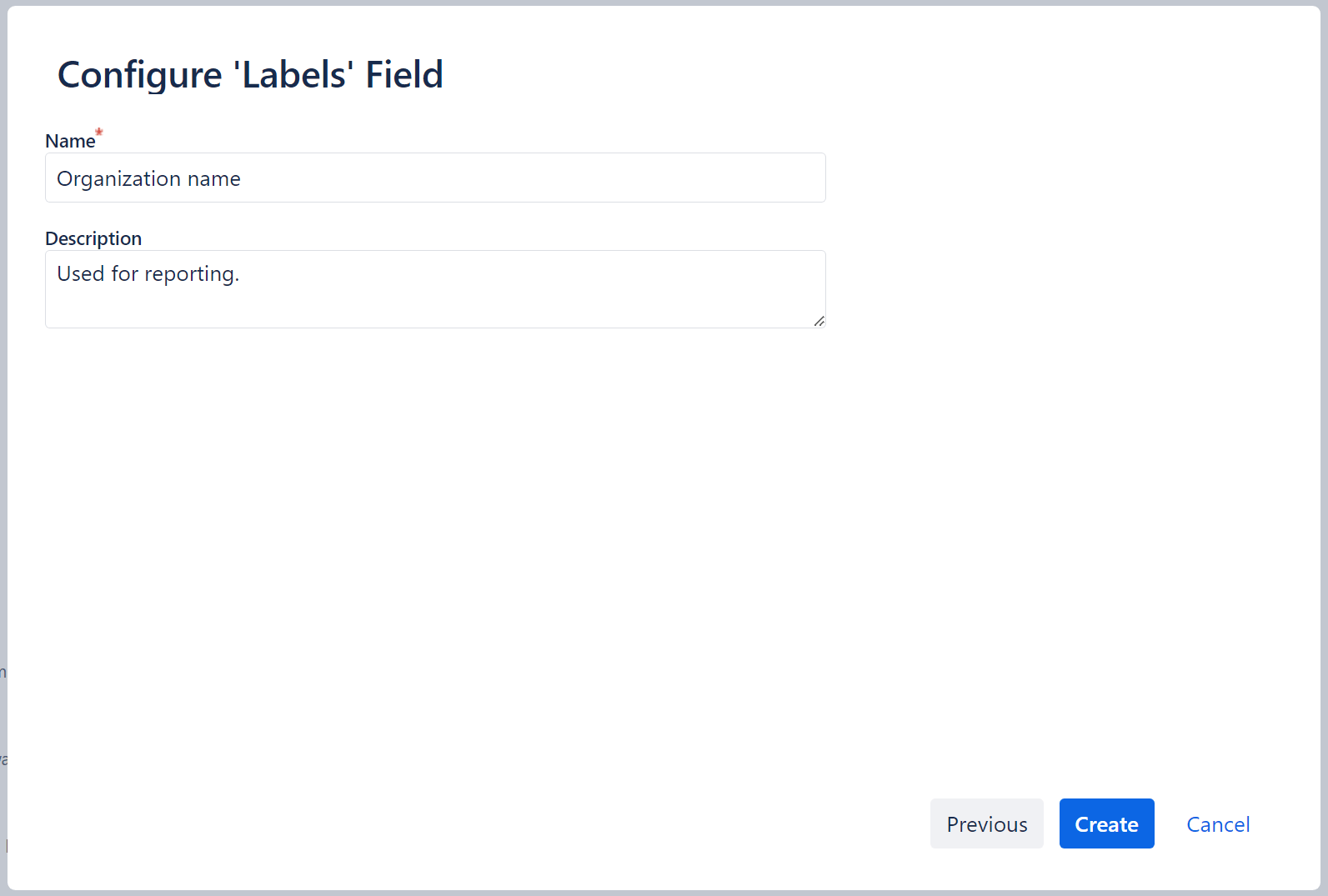 Configure Labels field settings