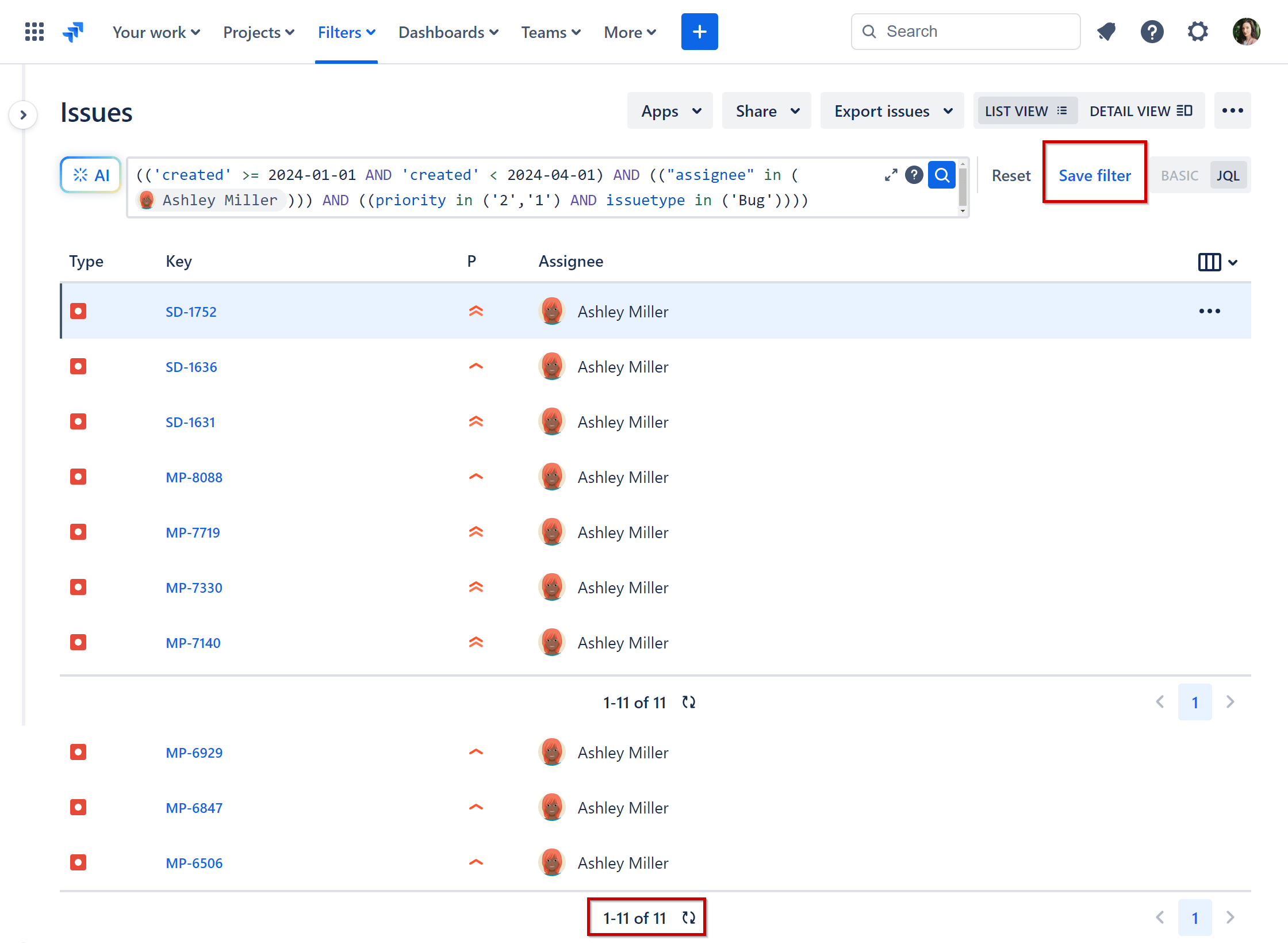 Issue-navigator-Jira Jira Issue Navigator totals from a Saved filter