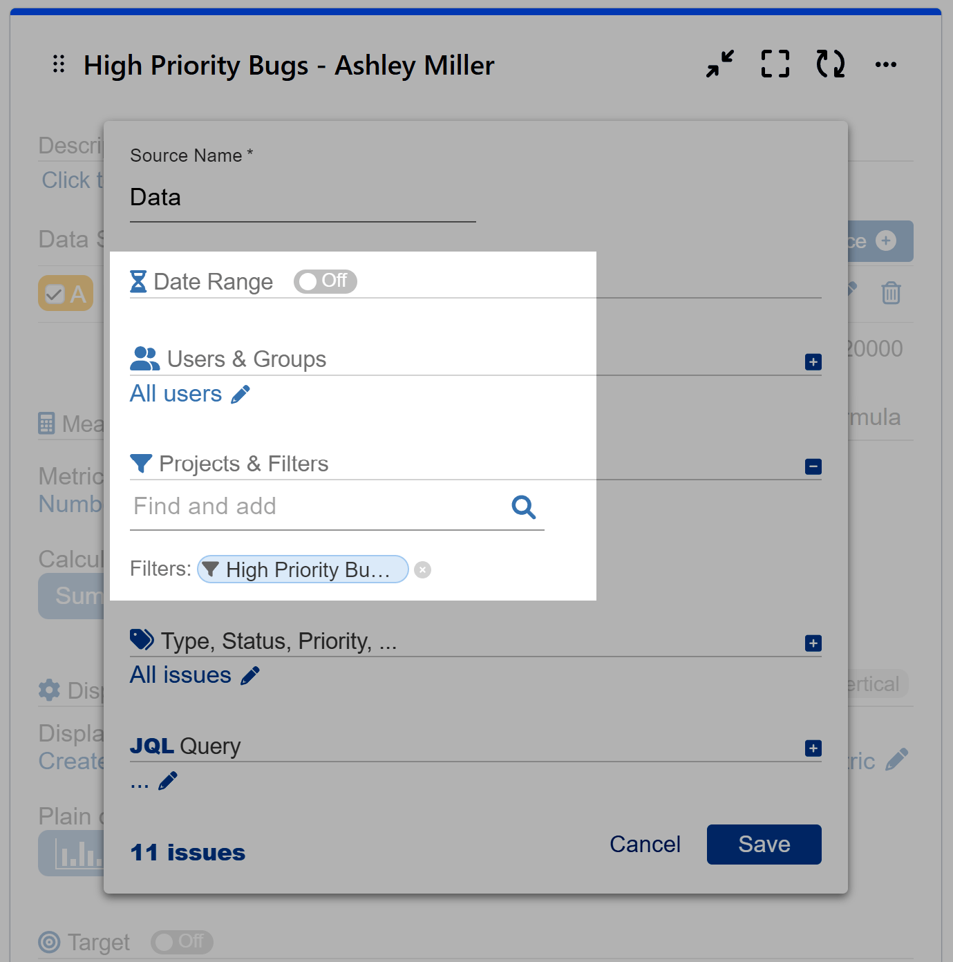 Data Source of the app using Saved filter