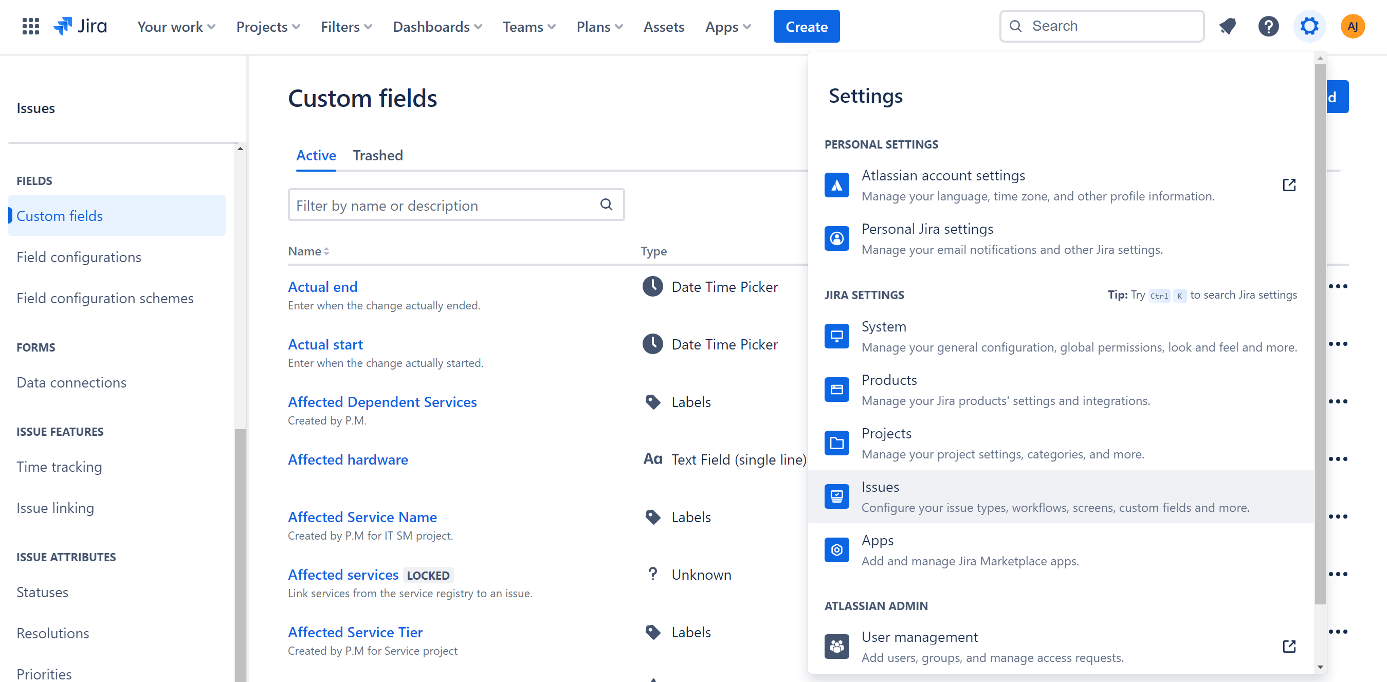 Settings for new custom field in Jira