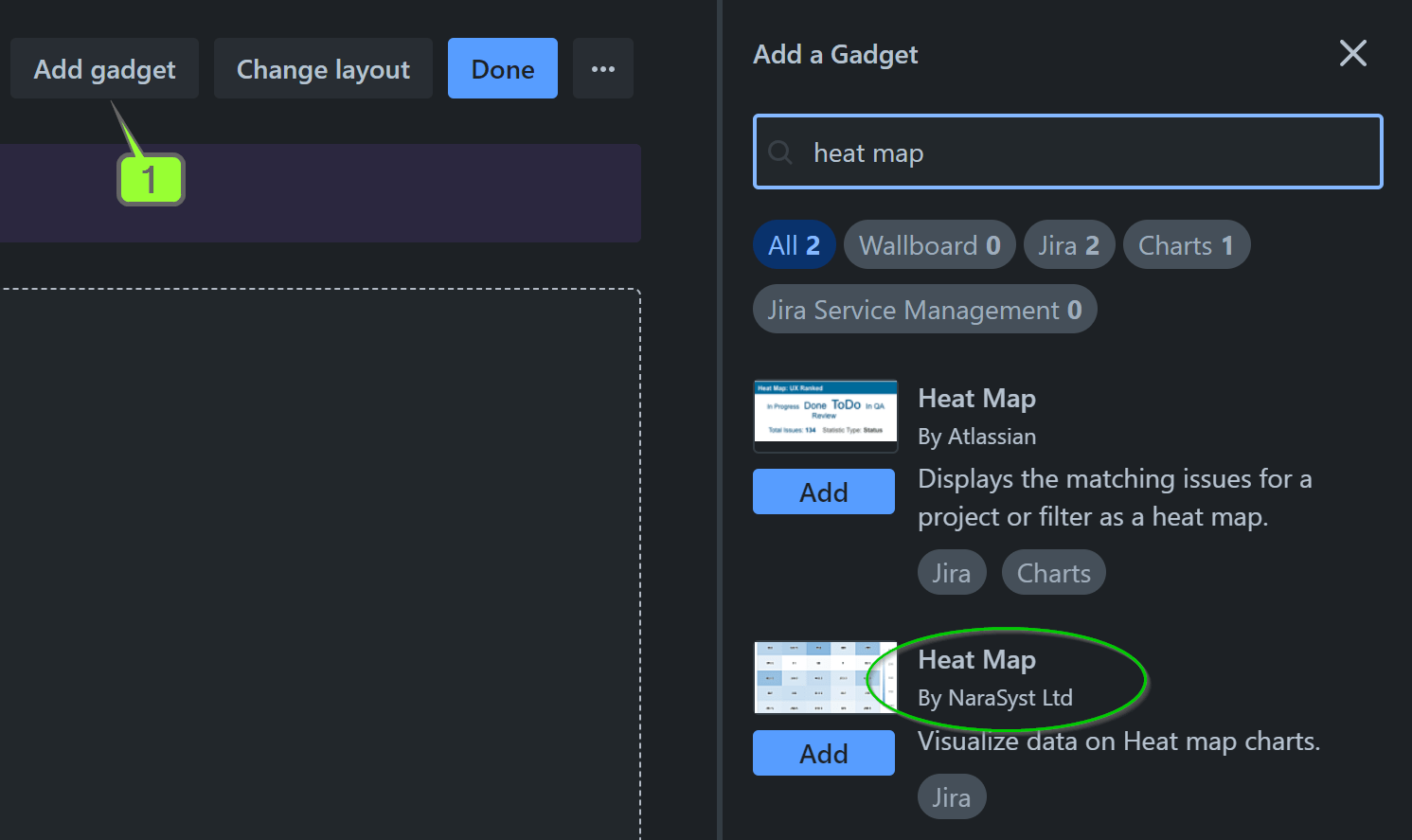 Add head map gadget to Jira dashboard