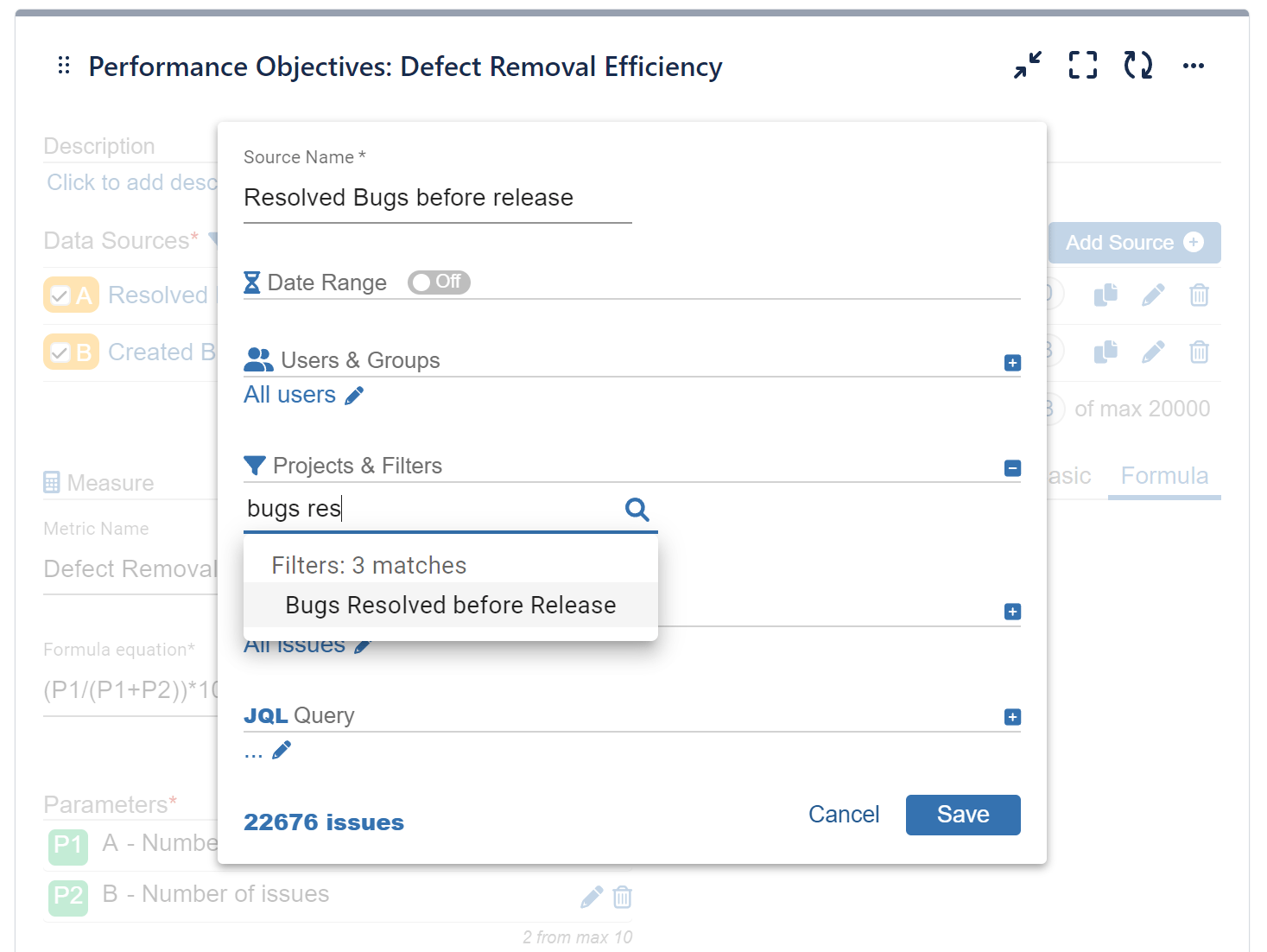 DRE data source 1 settings